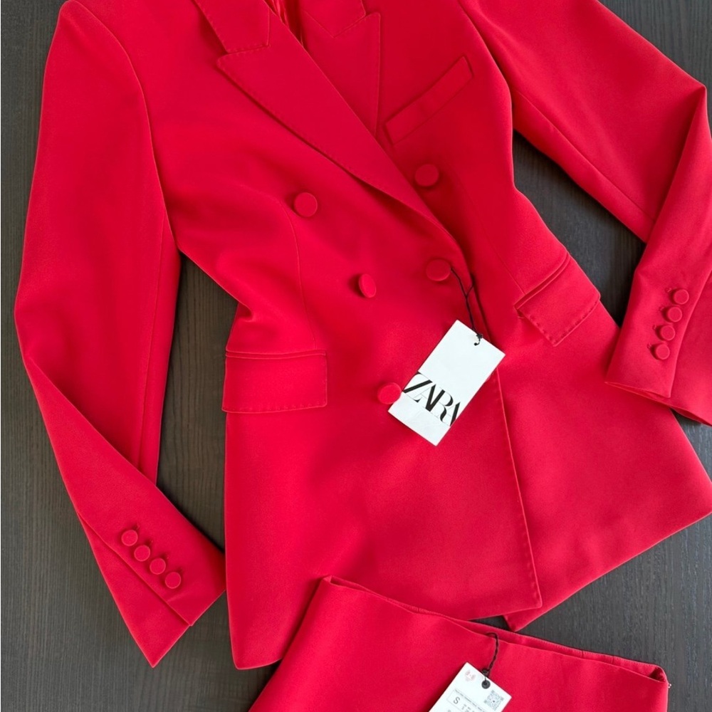 Zara Women's Red Blazer with Skirt - Picture 7 of 12